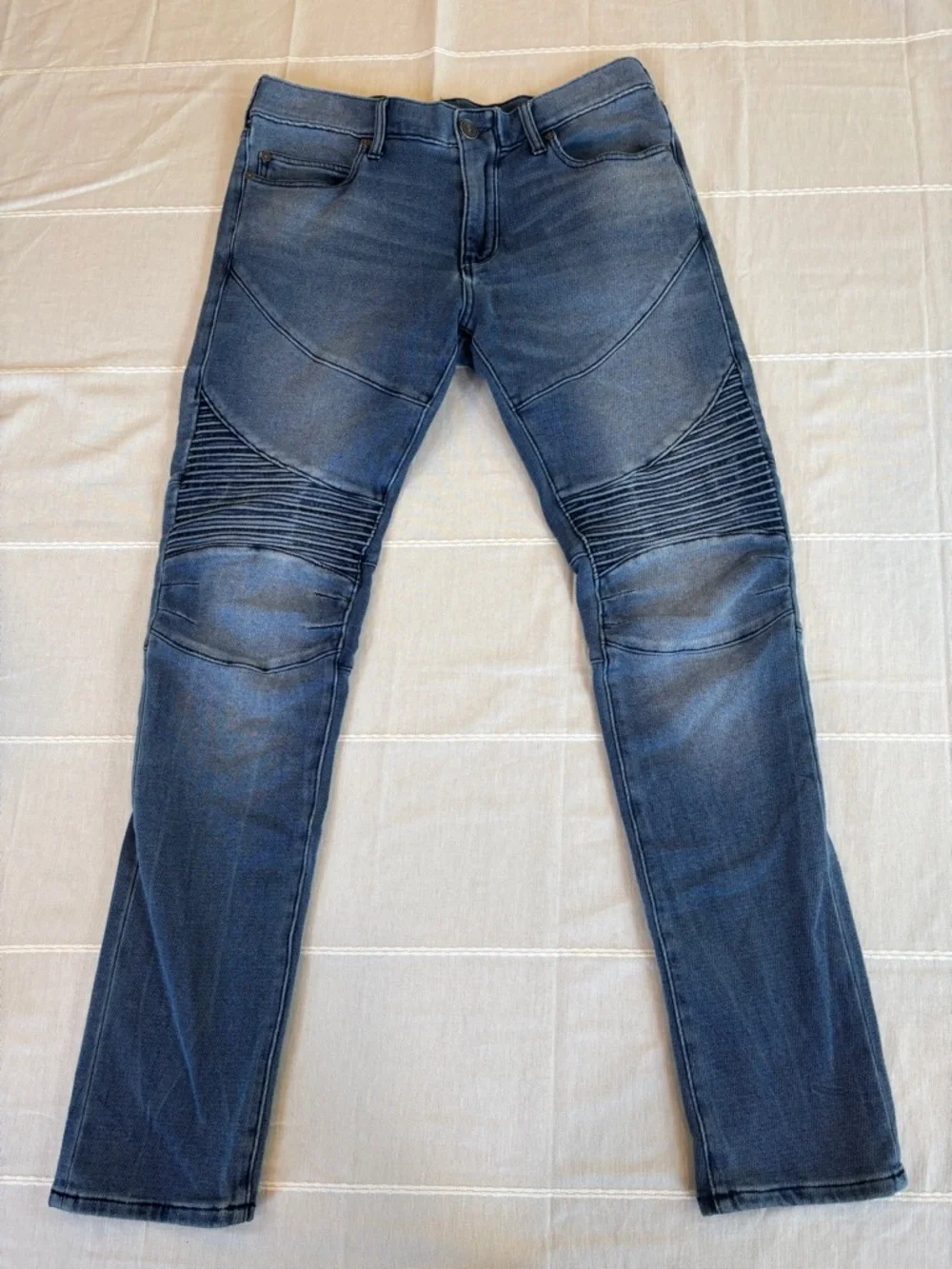 True Religion Rocco Moto Relaxed Skinny Jeans Blue Denim Men’s Size 32